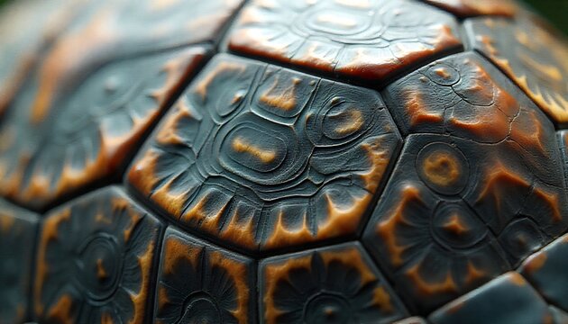 Close-up Macro Shot of a Turtle Shell Texture and Pattern.