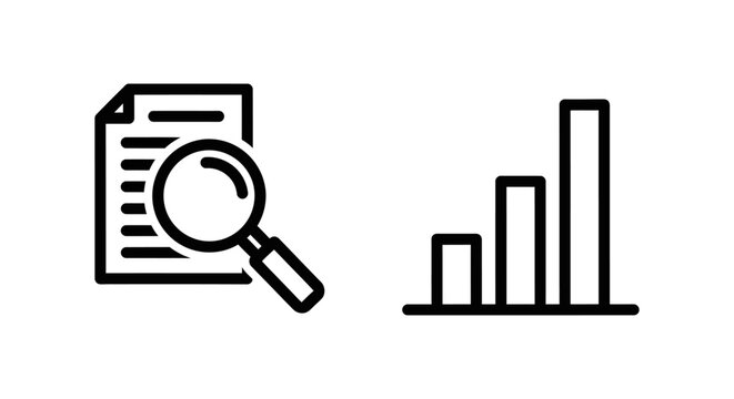 Aml screening document with magnifying glass icon and risk profiling bar chart for financial due diligence and analysis