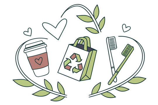 Eco friendly toothbrush and toothpaste with reusable cup and bag