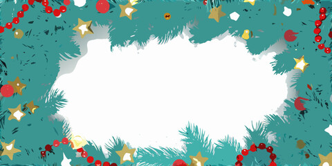 Festive christmas wreath with stars and red berries decoration © Prince