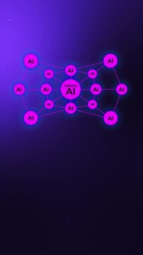 Purple Tech Agentic AI Background. Glowing Multi-Agent System Nodes with Central AI Agent Orchestrator and Neon Neural Mesh.