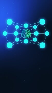 Agentic AI Neural Brain Background. Tech Blue Central Intelligence Hub with Connected Autonomous Multi-Agent Nodes.