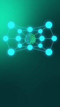 Multi-Agent System Central Brain Header. Teal Green Glowing Neural Hub and Agentic AI Node Connectivity
