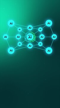 Multi-Agent System Infrastructure Header. Teal Green Agentic AI Brain with Network Nodes and Copy Space.