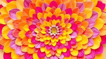 Obraz premium vibrant layered pink yellow and orange floral petal pattern