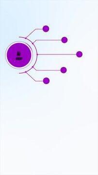 Modern White and Purple Agentic AI Background. High-Contrast Multi-Agent Hub for Clean SaaS Interfaces and Technical Presentations.