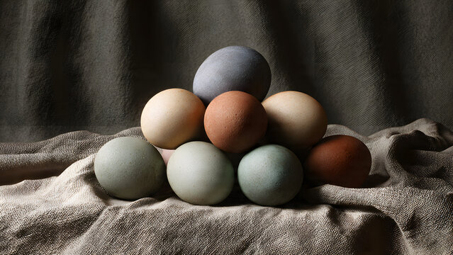 colorful easter egg on grey cloth