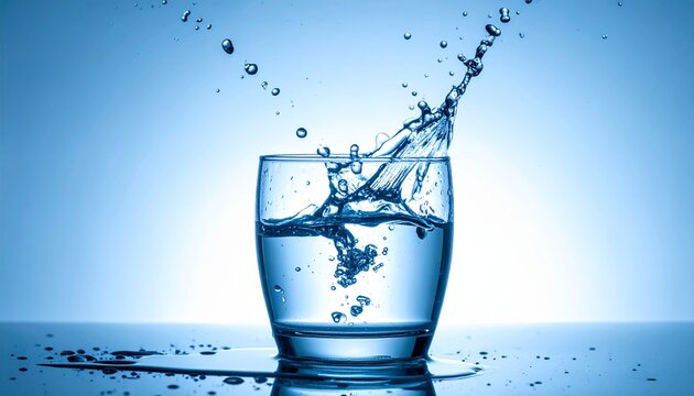 Refreshing Water Splash in Glass - A Moment of Pure Hydration.