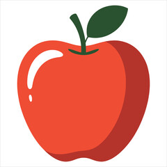 Fototapeta premium A red apple with a green stem and leaf