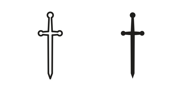 Sword icon simple outline style. Editable stroke EPS 10