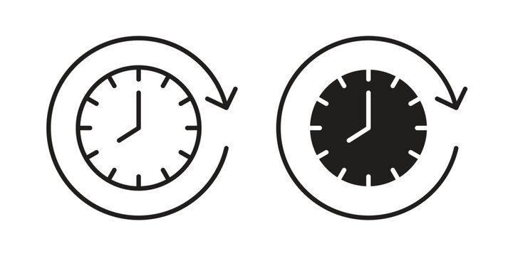 Time forward icon simple outline style. Editable stroke EPS 10