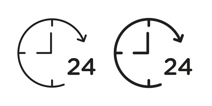 Time twenty four icon simple outline style. Editable stroke EPS 10