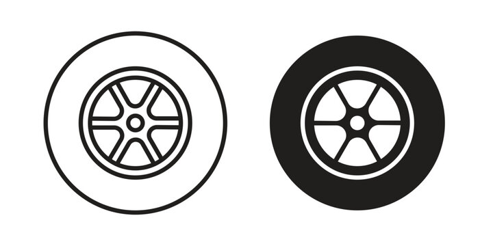 Tire icon simple outline style. Editable stroke EPS 10