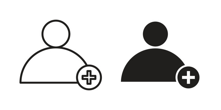 User add icon simple outline style. Editable stroke EPS 10