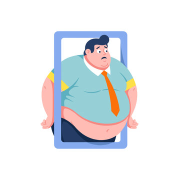 Overweight man looking concerned in a frame wearing a tie  