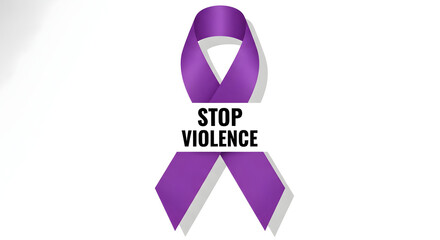 Fototapeta premium Purple ribbon with stop text stop awareness ribbon anti-violence purple awareness