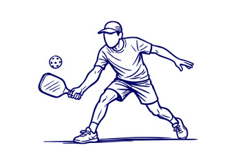 Fototapeta premium Pickleball hand drawn simple sketch vector illustration