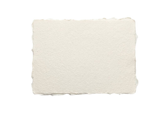 Blank handmade paper sheet with deckle edges. Natural texture mockup.