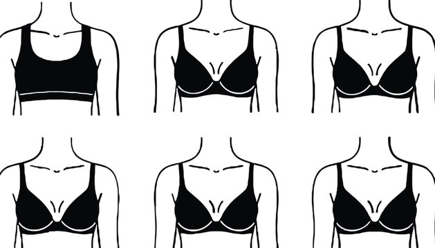 Bra silhouette vector illustration of various women's underwear types