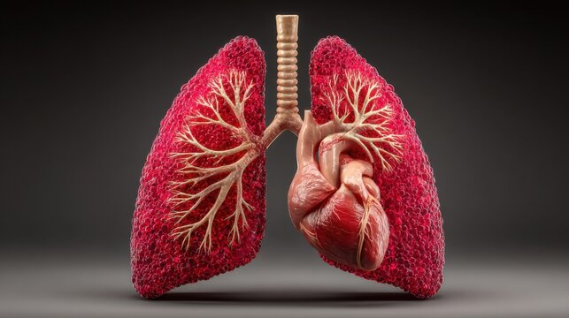 Study of human lungs and heart model for educational purposes in a science lab setting