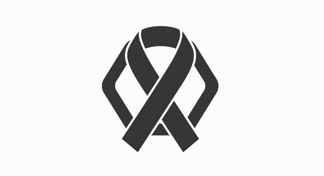 Black Awareness Ribbon Symbol Charity Support.