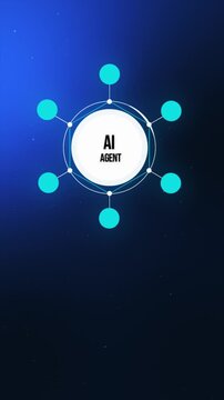 Agentic AI Orchestration Background. Tech Blue AI Agent Nexus with Autonomous Node Swarm and Copy Space.