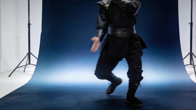 Ninja performing martial arts poses