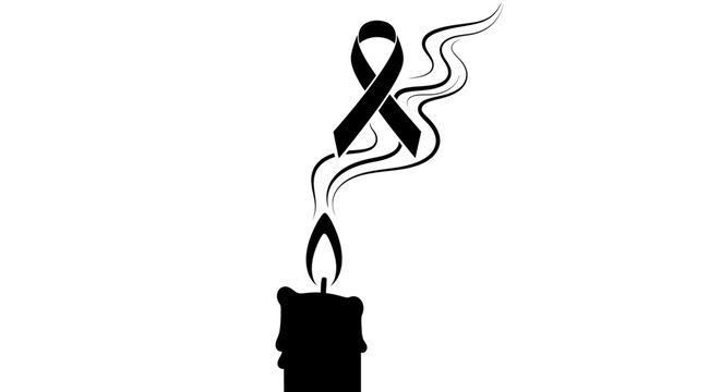 Black Ribbon Candle Flame Mourning Memorial.