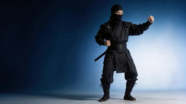 Ninja performing various martial arts poses