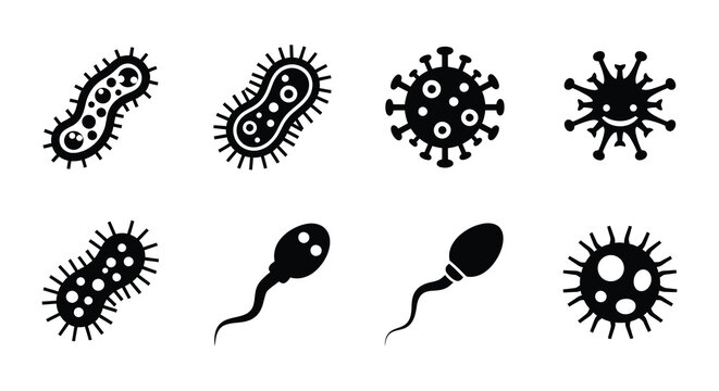 Various microscopic organisms including viruses bacteria and sperm cells