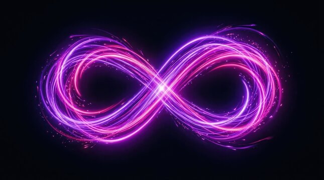 Abstract glowing infinity symbol against black background for conceptual design