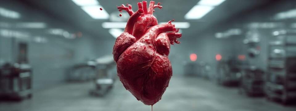 Human heart displayed in a medical lab setting during a science experiment focusing on organ studies