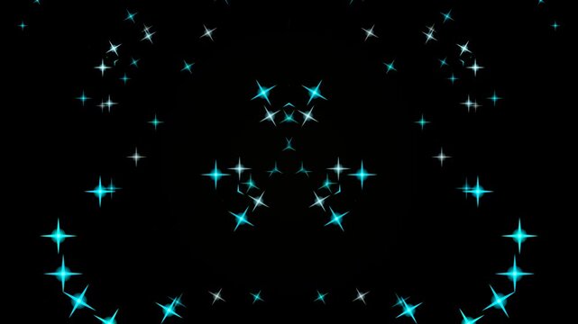 Cyan Stars Geometric Neon Background Loop