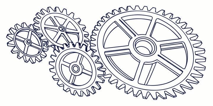 Intricate mechanical gears and cogs in a complex arrangement.