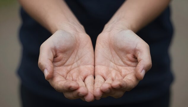 Two hands are held out, cupped, and open, ready to receive or give something