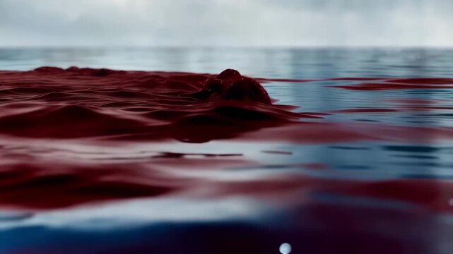 First Plague of Egypt concept. The Nile River water miraculously turning into thick red blood. Biblical Exodus story.