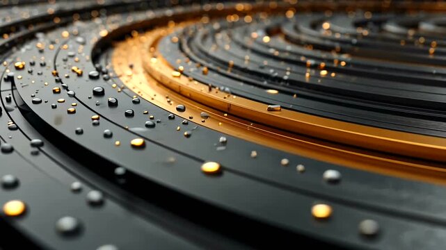 Close up of wet vinyl records.