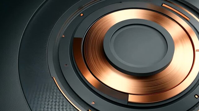 Closeup of a copper speaker component.