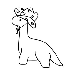 cute dinosaur brachiosaurus wearing a cowboy hat with heart pattern © Zen20