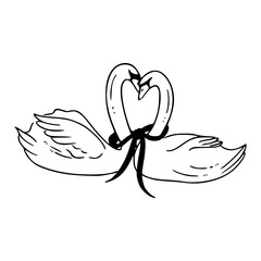 hand drawn aesthetic swans illustration for greeting cards and tattoo © Zen20