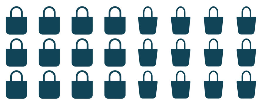 Modern blue tote bag and shopping bag icons, reusable bag silhouettes. vector illustration eps 10
