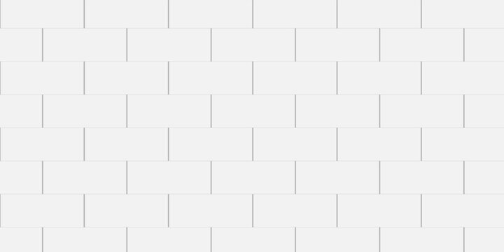 Subway tile seamless pattern. Vector abstract background with geometric shapes. White ceramic tile for kitchen or bathroom. Realistic white wall brick texture in the Parisian metro.