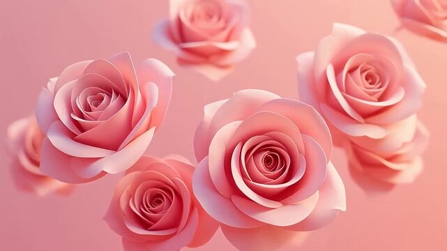 Floating pink roses in dreamy haze