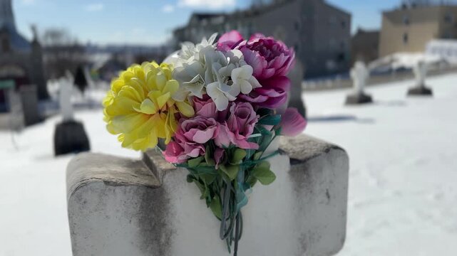 un cimeti&egrave;re en hiver, Qu&eacute;bec, Canada