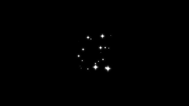 glitter White glowing twinkling glitter star, magic sparkles glitter line stars, magic sparkles line stars star twinkling stars with glitter burst effect on black screen background. 4k background