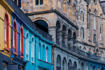 England. Edinburgh, the capital of Scotland. Victoria street in historic city center Old Town