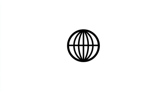 Stylized globe icon with bold black lines on a white background, simple and clean design
