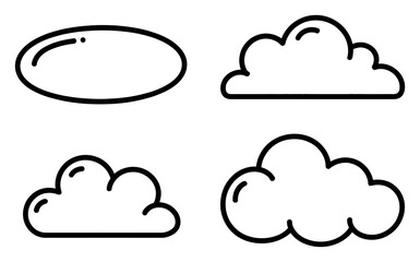 Obraz premium Hand-Drawn Cloud Shapes Vector Illustration Set