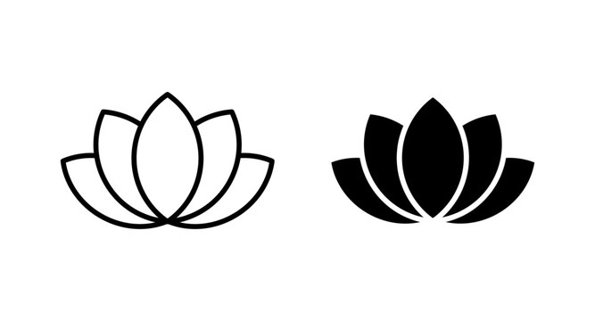 Lotus icon with editable stroke. Black solid icons