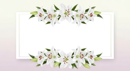 Fototapeta premium Elegant floral arrangement with white lilies and copy space for design